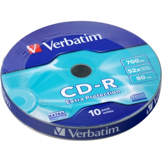 VERBATIM 43725 CD-R 700MB EXTRA PROTECTION WRAP 10PCS