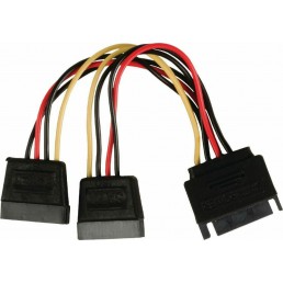 Powertech 15-Pin Sata male - 2x 15-Pin Sata female Cable Μαύρο (CAB-W012)