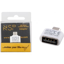 NSP Μετατροπέας micro USB male σε USB-A female Λευκό