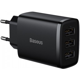 BASEUS UNIVERSAL WALL CHARGER 3X USB 3.4A 17W BLACK
