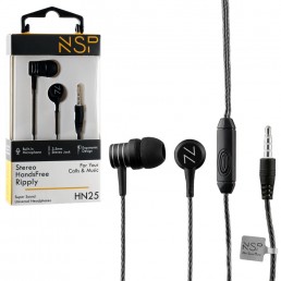 NSP HN25 In-ear Handsfree Stereo Ακουστικά με Βύσμα 3.5mm Μαύρο