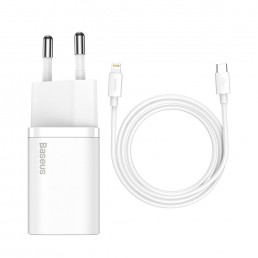 Baseus Φορτιστής με Θύρα USB-C και Καλώδιο Lightning 20W Power Delivery Λευκός (Super Si 1C)
