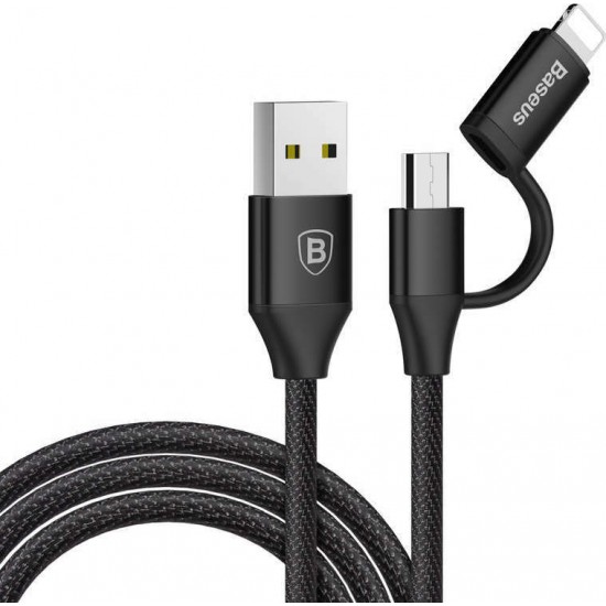 Baseus Braided καλωδιο USB to Lightning / micro USB Cable Μαύρο 1m (CAMLYW-01)