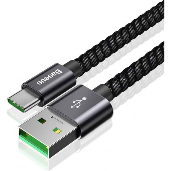 Baseus Cafule Braided ΚΑΛΩΔΙΟ USB 2.0 Cable USB-C male - USB-A male Μαύρο 1m (CATKC-A01)