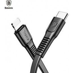Baseus Tough Flat καλωδιο USB 2.0 Cable USB-C male - Lightning Μαύρο 1m (CAZYSC-A01)