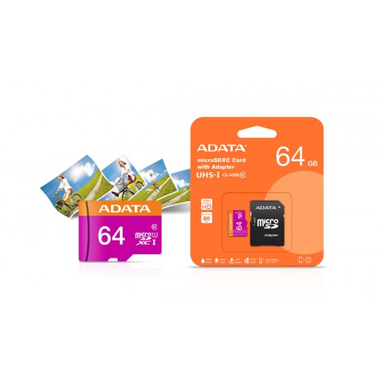 ADATA AUSDX64GUICL10-RA1 MICRO SDXC 64GB UHS-I WITH ADAPTER CLASS 10